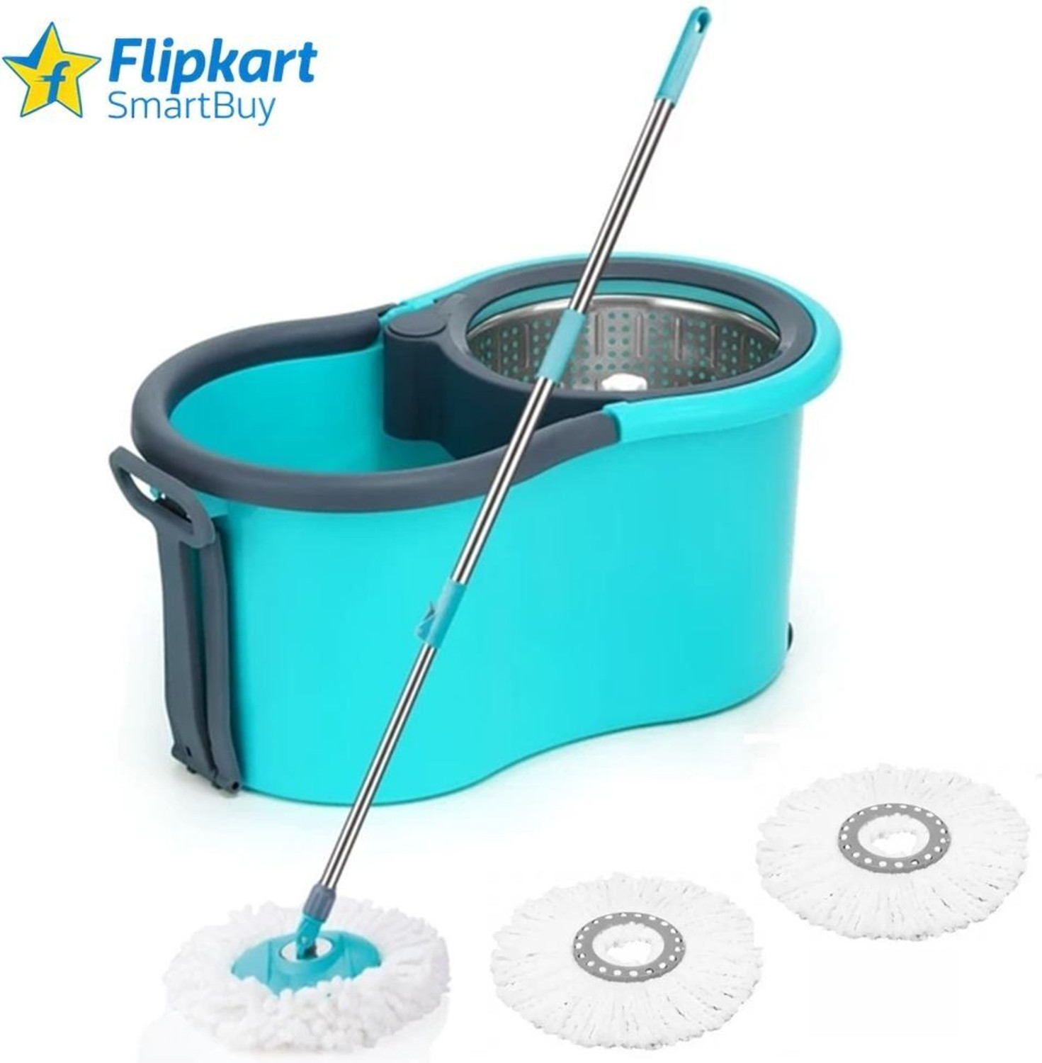 Image of Flipkart SmartBuy 360 CLEANING MOP SET FLOOR CLEANING COMES WITH 3 MICROFIBER REFILL AND MOP STICK Mop Set