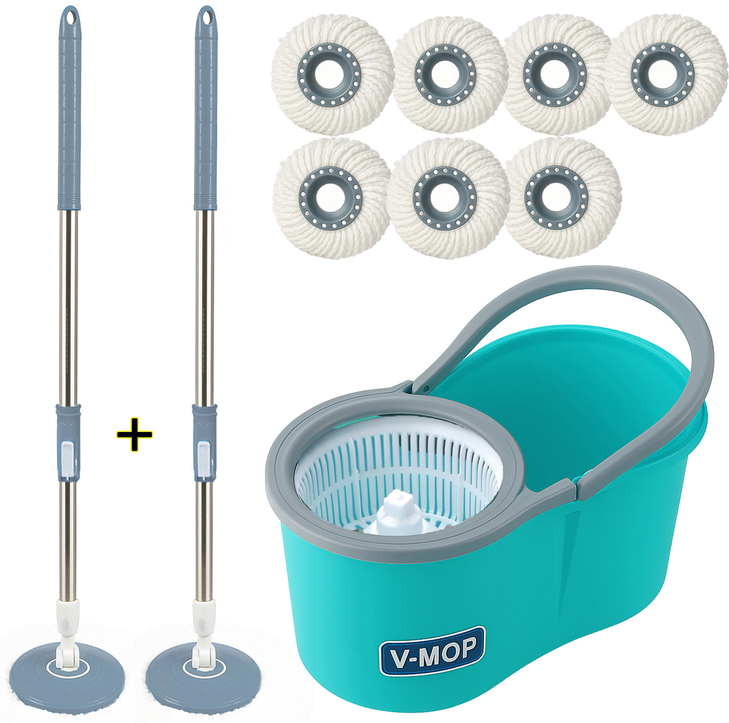 Image of V-MOP Premium Classic Spin Bucket Mop With 7 Refills (( 6 Months Warranty on Rod )) Wet & Dry Mop
