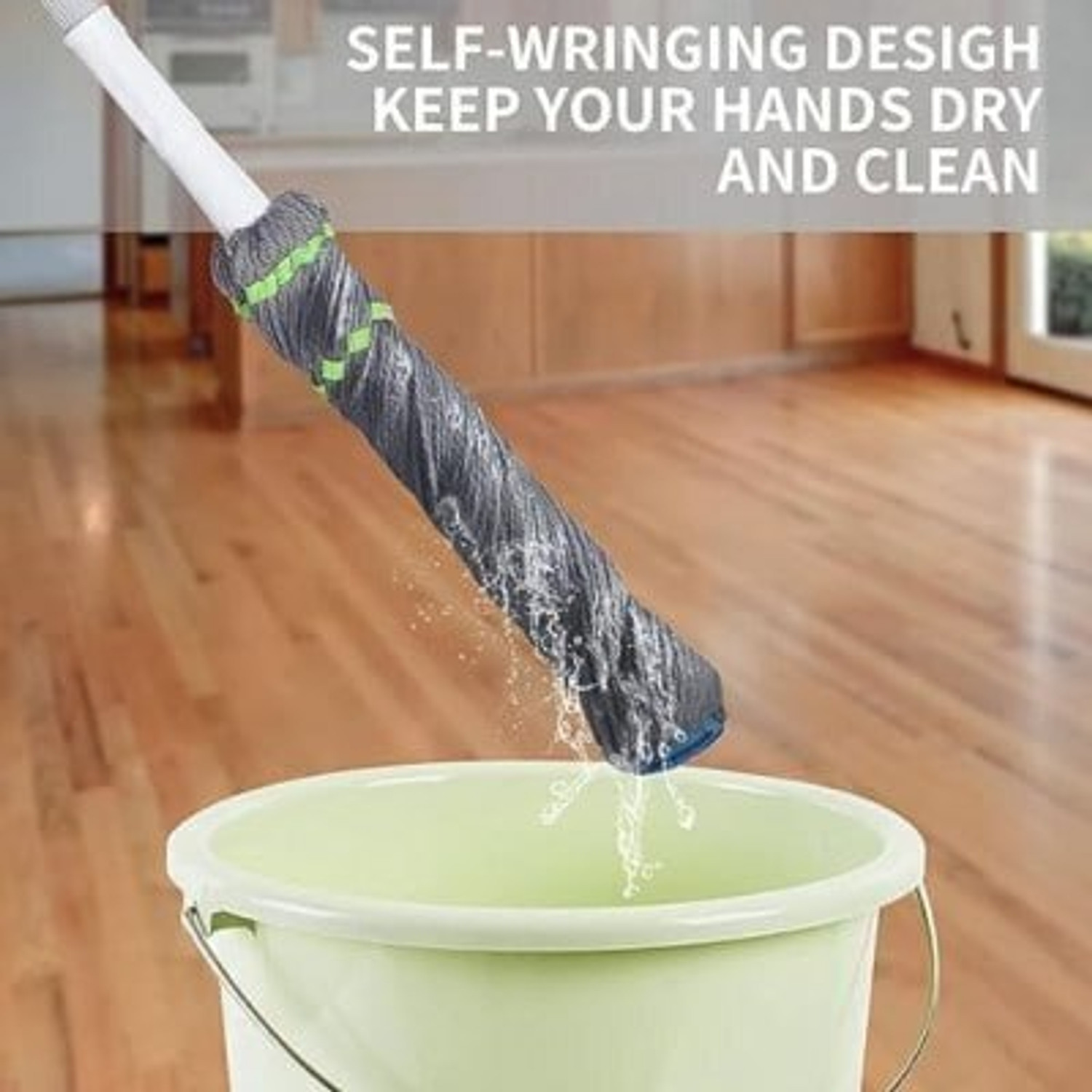 Image of MORDAK Twist Mop wiper Microfiber Twisting Mop Extendable Steel Handle Floor Wiper