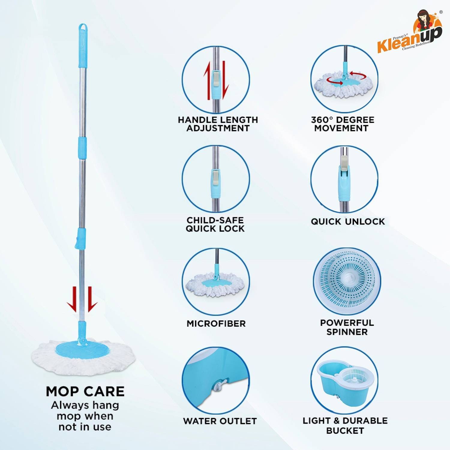 Pranay's Kleanup Economy Spin Mop with 1 Refill - Image 3