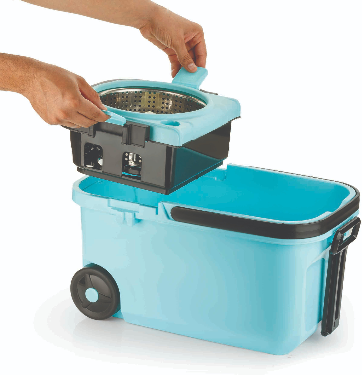 Image of Stysol STEEL SPINNER BUCKET MOP 360 REVOLVING CLEANING MOP WITH 2 MICROFIBER REFILL Mop Set