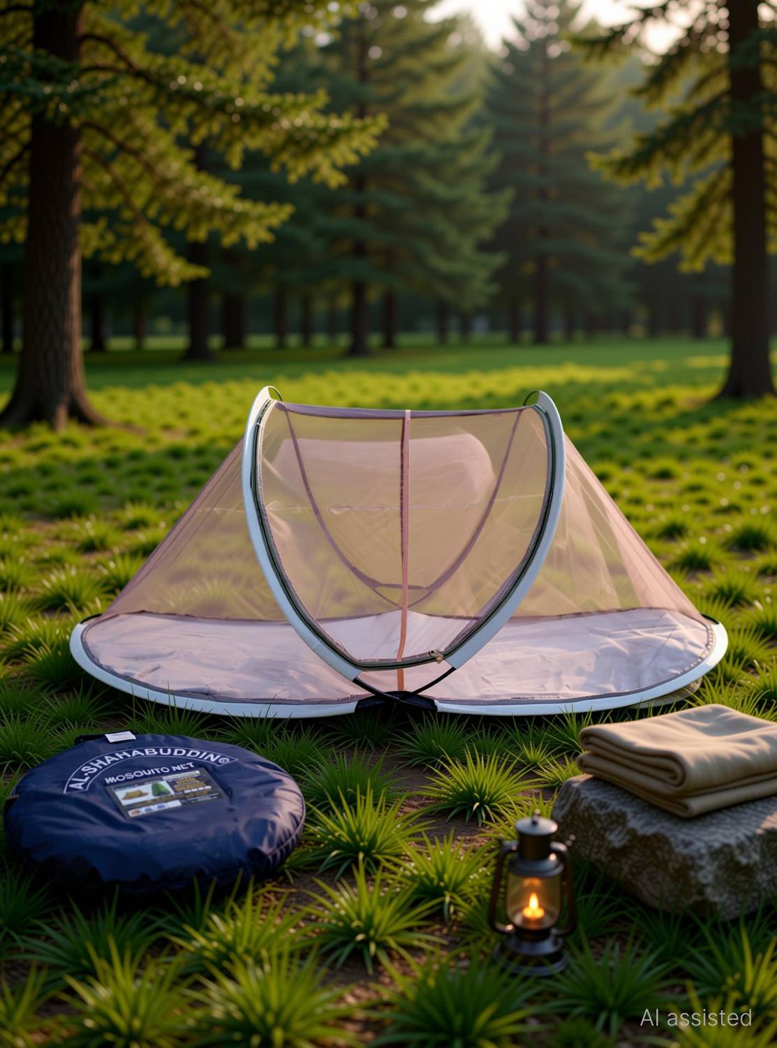 ALSHAHABUDDIN (Mchardani) For Single Bed (6.5 Ft) Camping & Outdoor Foldable with Base Cloth Polyester Adults Mosquito Net