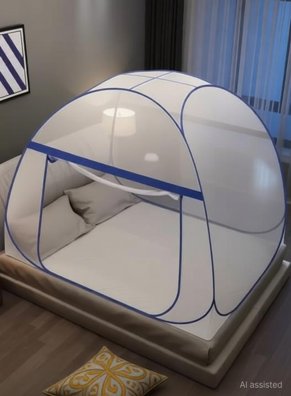 Image of VS Enterprises Machhardani -Double bed Size (6.5ft) X 200 (6.5ft) X 145 Foldable HDPE - High Density Poly Ethylene Washable Adults Mosquito Net