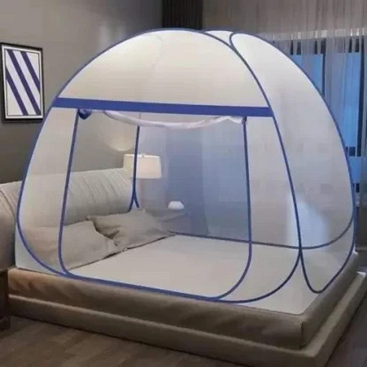 Image of VS Enterprises Machhardani -Double bed Size (6.5ft) X 200 (6.5ft) X 145 Foldable HDPE - High Density Poly Ethylene Washable Adults Mosquito Net