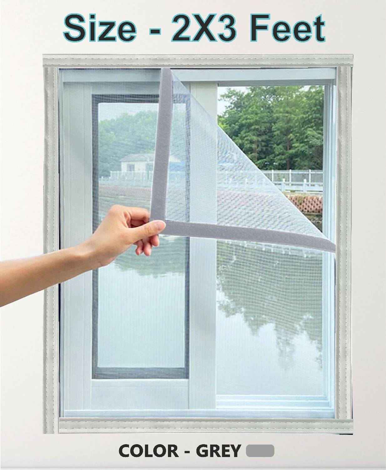 AURALIS Window Mosquito Net Pre Stiched with Adhesive Hook & Loop Tape Fibre Washable Adults Mosquito Net
