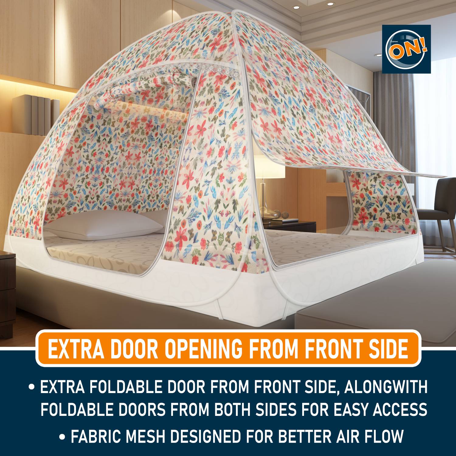 Supreme Double Bed Mosquito Net 6.5x6.5 Feet - Image 5