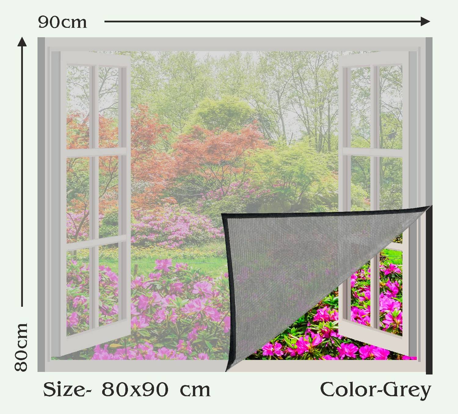 Auranest Window Mosquito Net Pre Stiched with Adhesive Hook & Loop Tape Fibre Washable Adults Mosquito Net