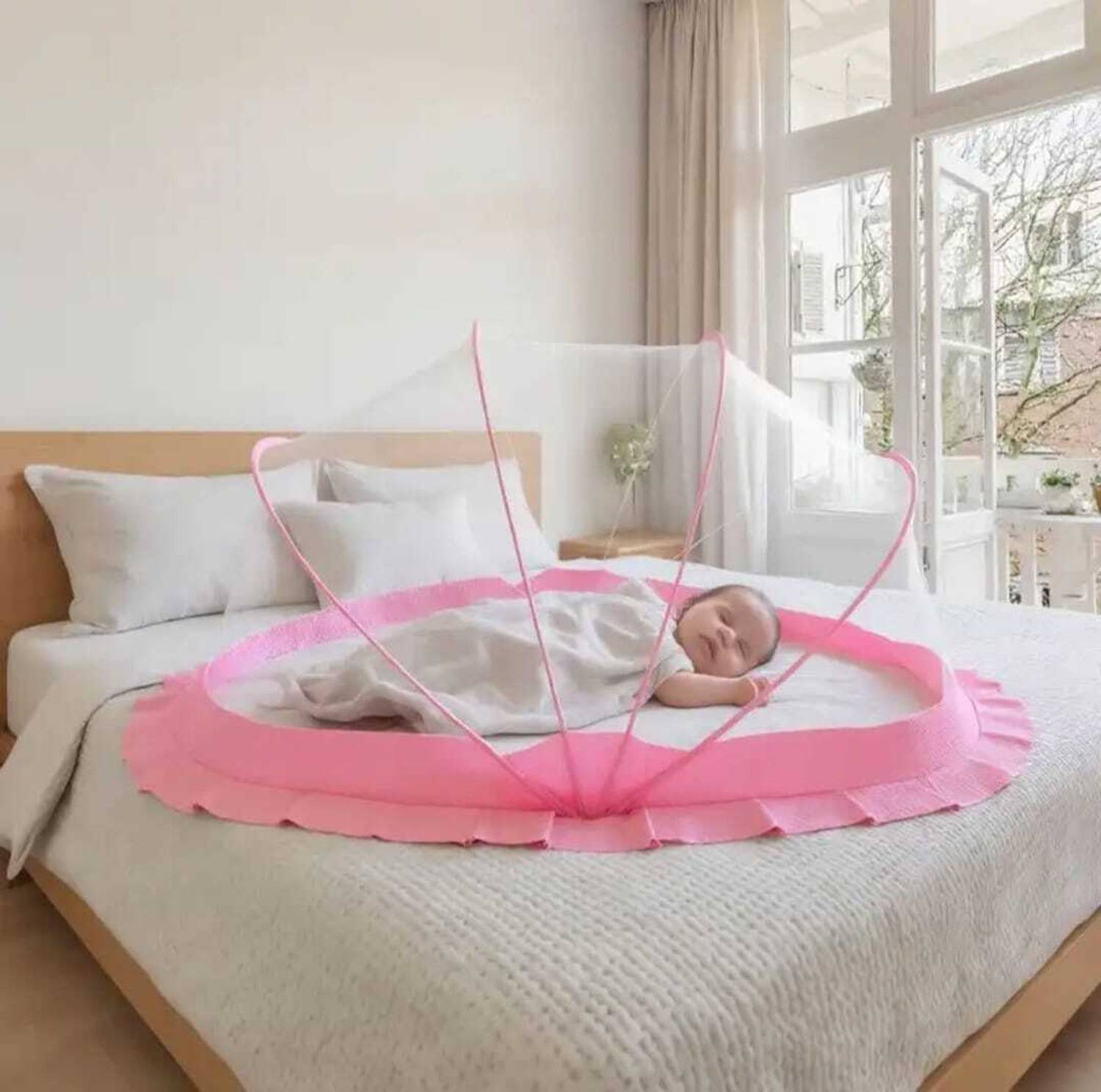ASTEXTILE Mosquito net baby folding esay color pink size. 0 to24 month HDPE - High Density Poly Ethylene Washable Kids Mosquito Net