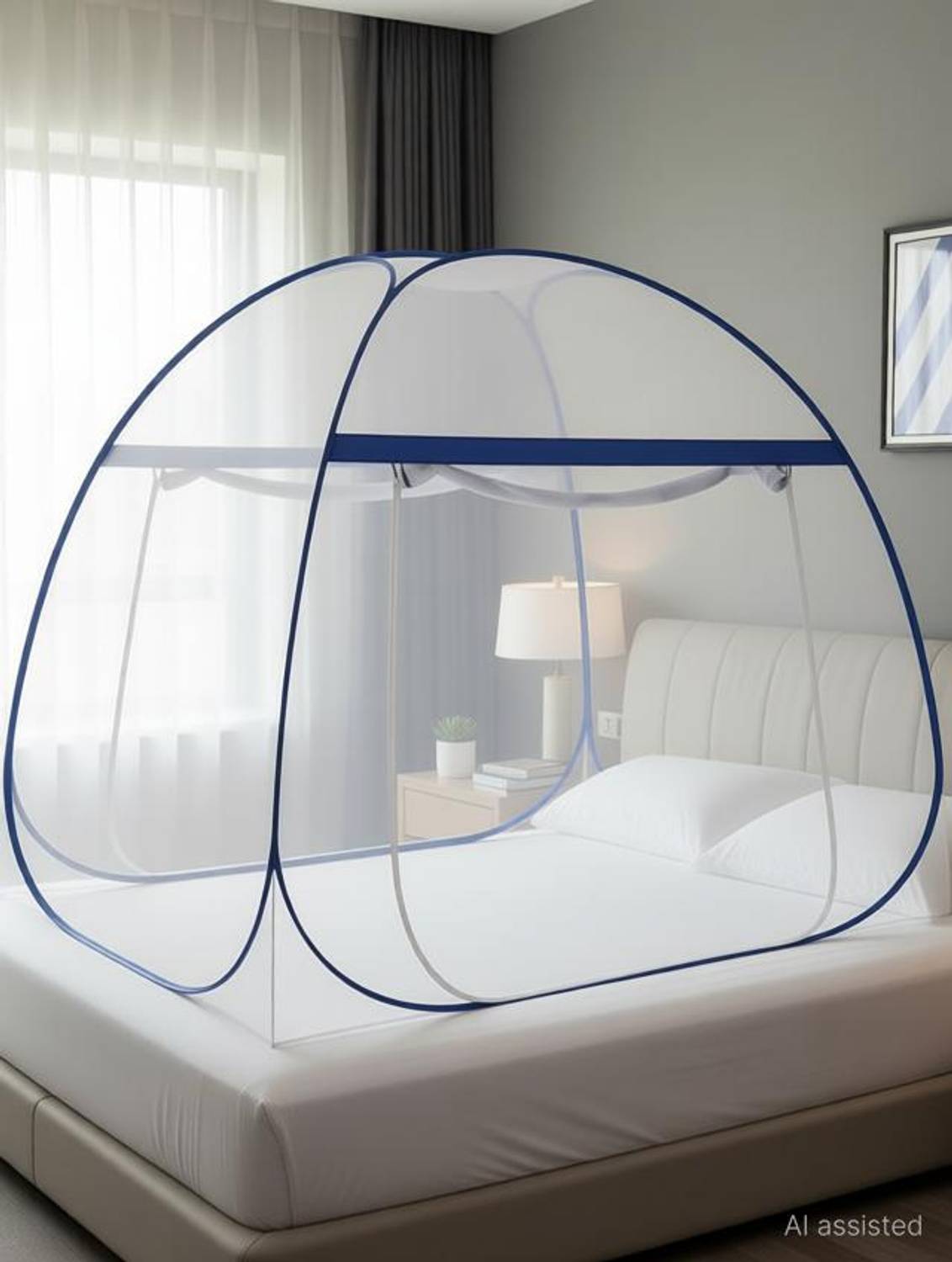Yunik Dark Blue Heavy Carry Bag Mosquito Net for Adults