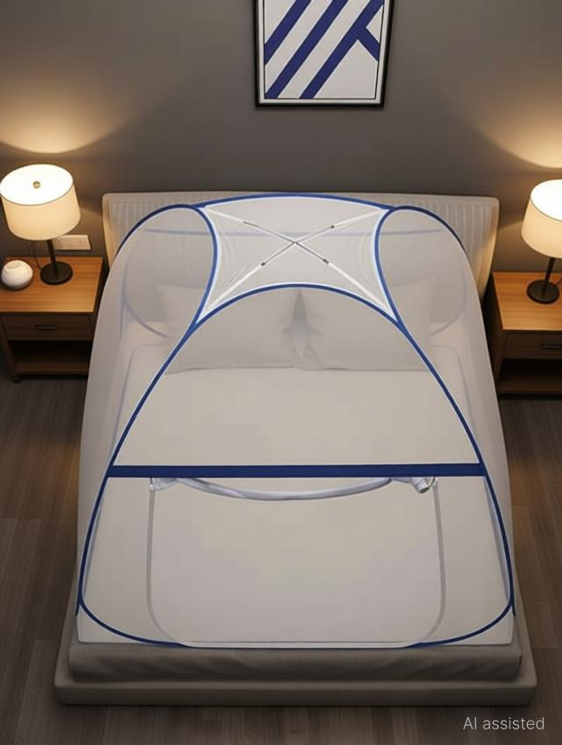 Image of Yunik Mosquito Net Dark Blue with Heavy Carry Bag Polyester Adults Mosquito Net