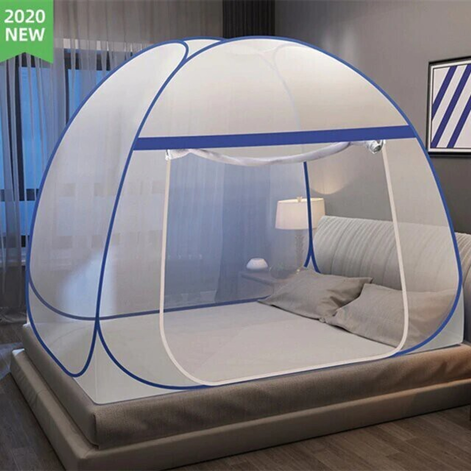 Image of Yunik Mosquito Net Dark Blue with Heavy Carry Bag Polyester Adults Mosquito Net