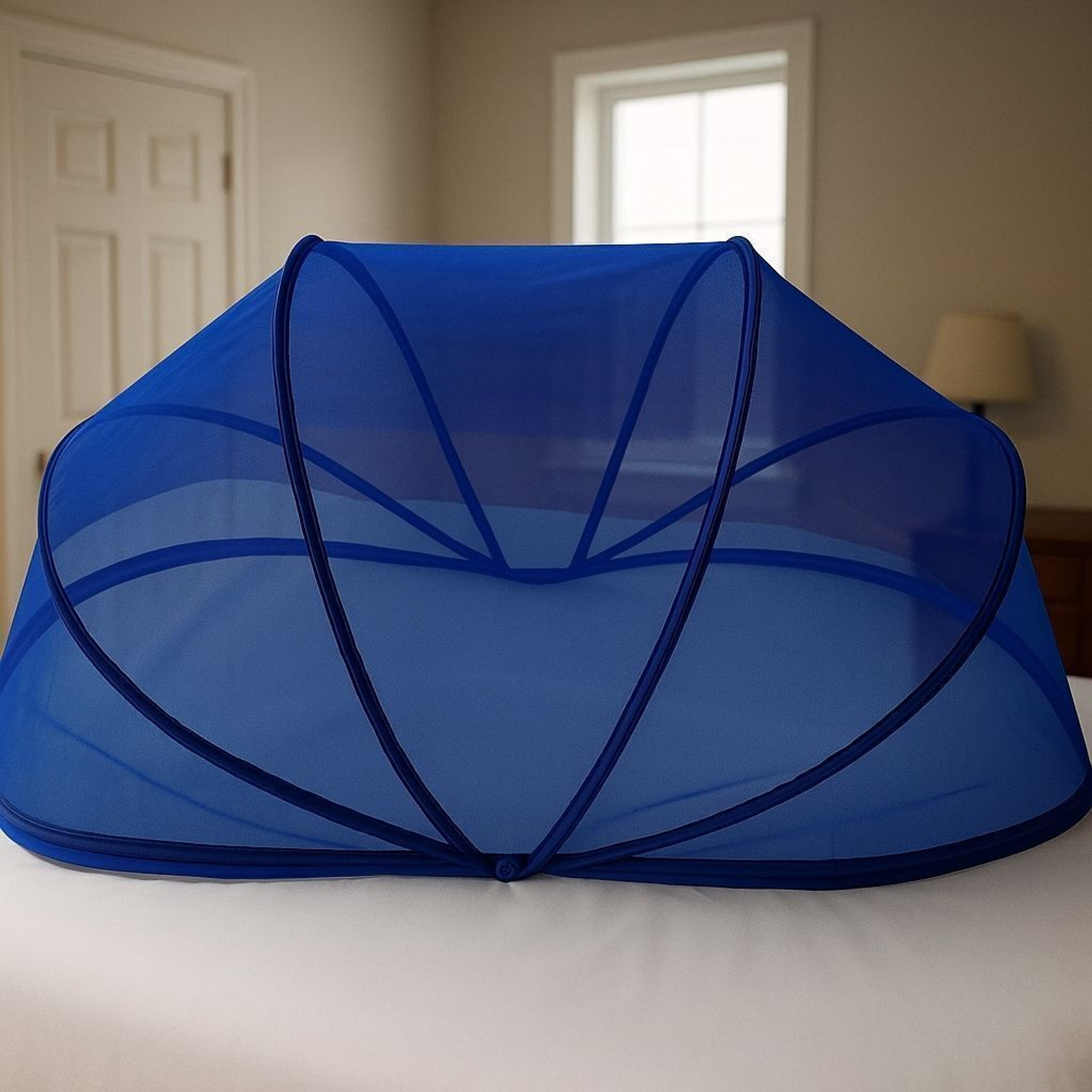 Image of ASTEXTILE Mosquito net baby folding esayl bule color size 0to 24 month HDPE - High Density Poly Ethylene Washable Kids Mosquito Net