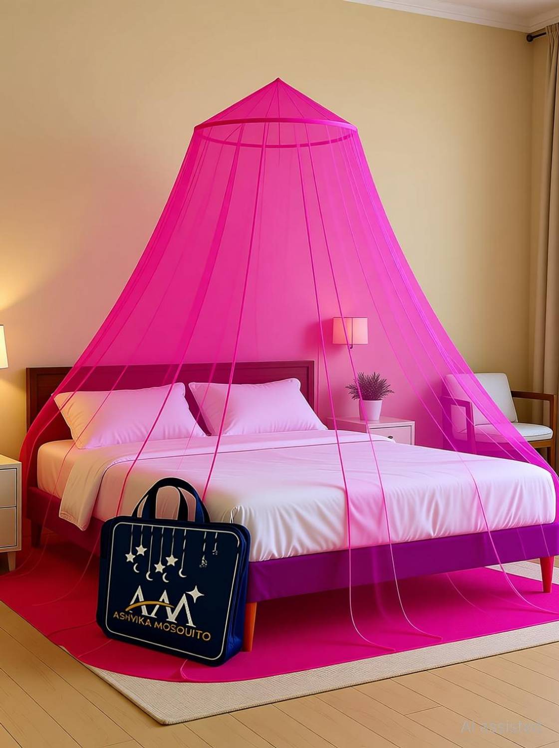 Ashvika mosquitoNet Double Bed and king size bed Polyester Washable Adults Mosquito Net