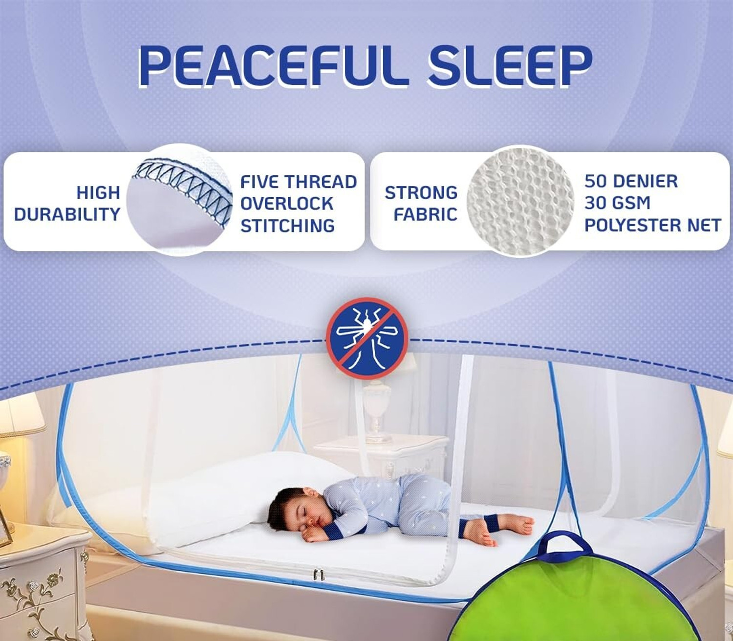 Image of Flipkart Perfect Homes Mosquito Net Foldable for Queen Size Bed Polyester Washable Adults Mosquito Net