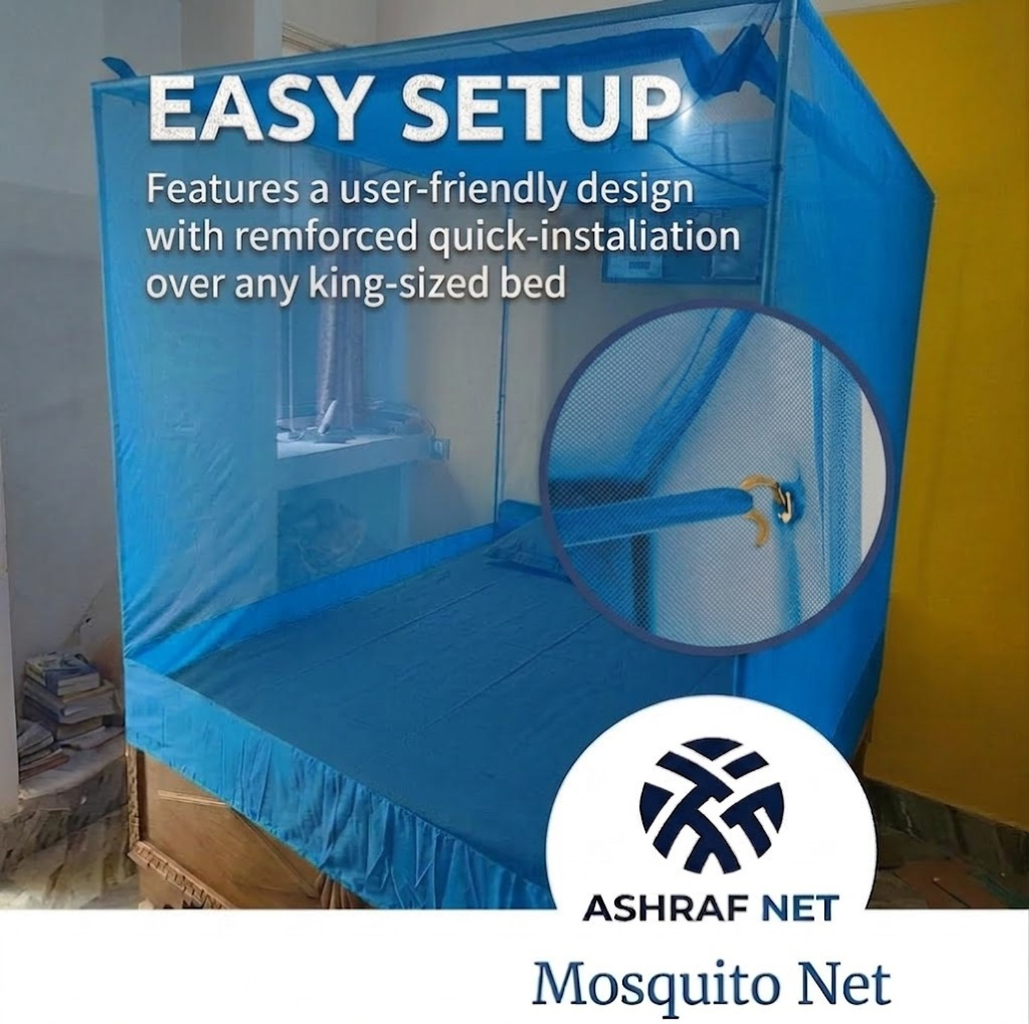 Image of shakshi 7x4 FEET SINGLE BED Polyester Washable Adults Mosquito Net