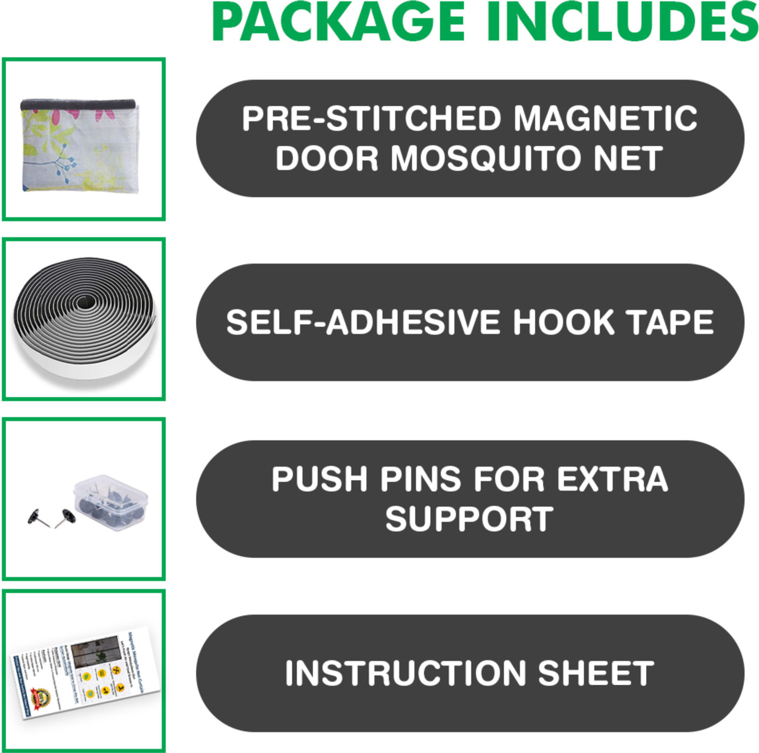 Image of SafeMyles Magnetic Door Mosquito Net - Easy Fit, Breathable & Mosquito Protection Polyester Washable Adults Mosquito Net