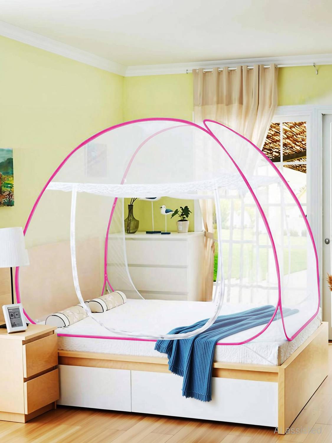 Aetrius Foldable Double Bed Net with Ventilation Visibility & Saviours Polyester Washable Adults Mosquito Net