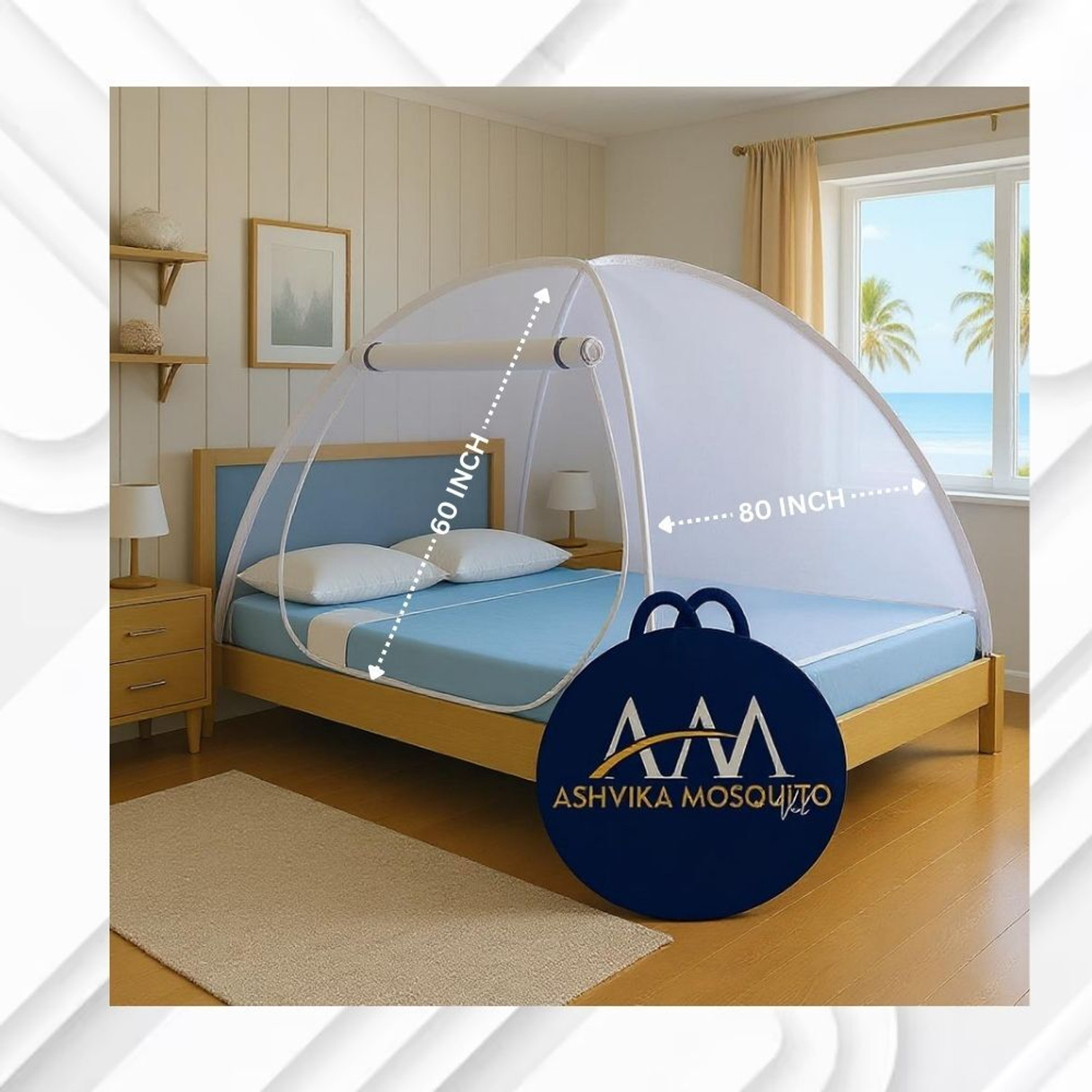 Image of Ashvika mosquitoNet Double and King size bed 6x6 6.5x6.5 7x7 ft Polyester Washable Adults Mosquito Net