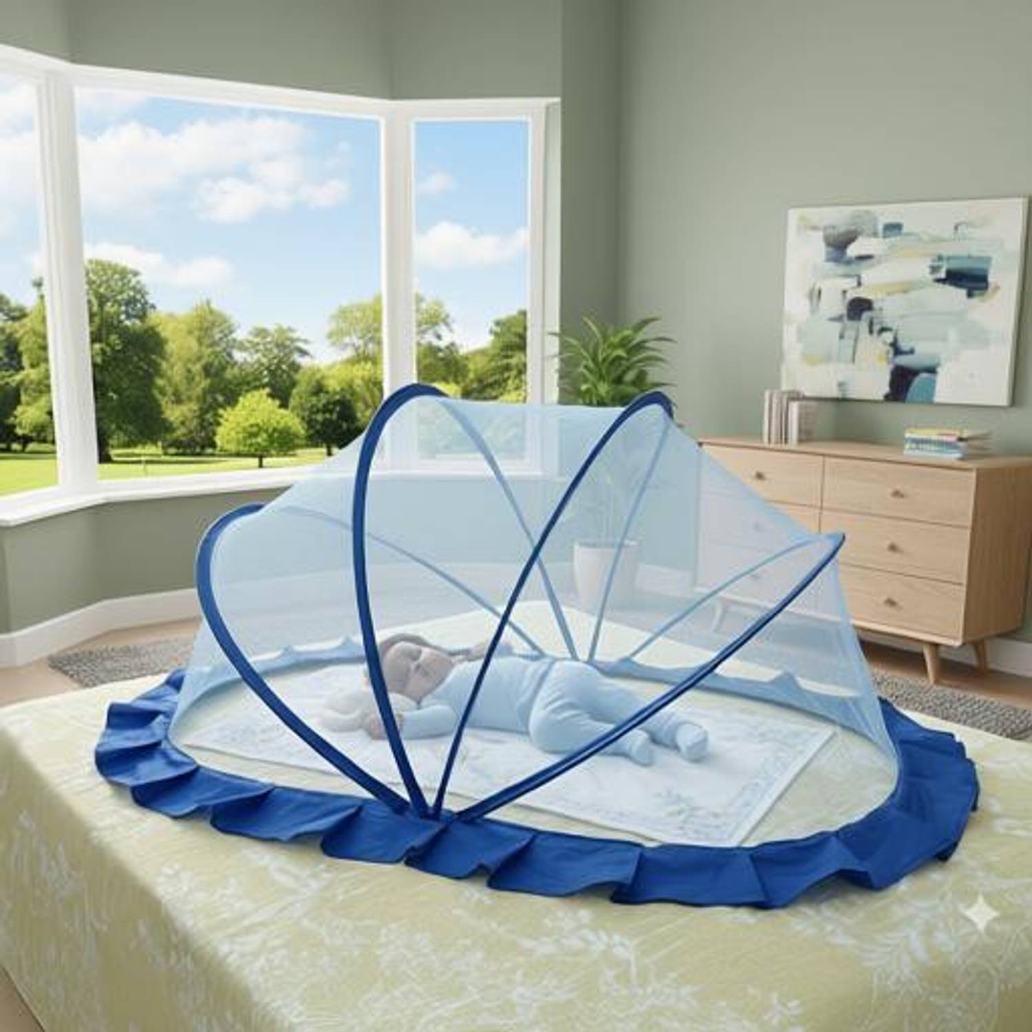Ajejaj baby-crib-skyblue.mos Polyester Kids Mosquito Net