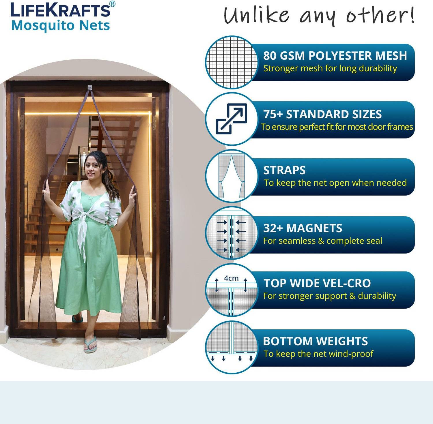 Lifekrafts Auto-Closing Magnetic Door Mosquito Net - Image 3