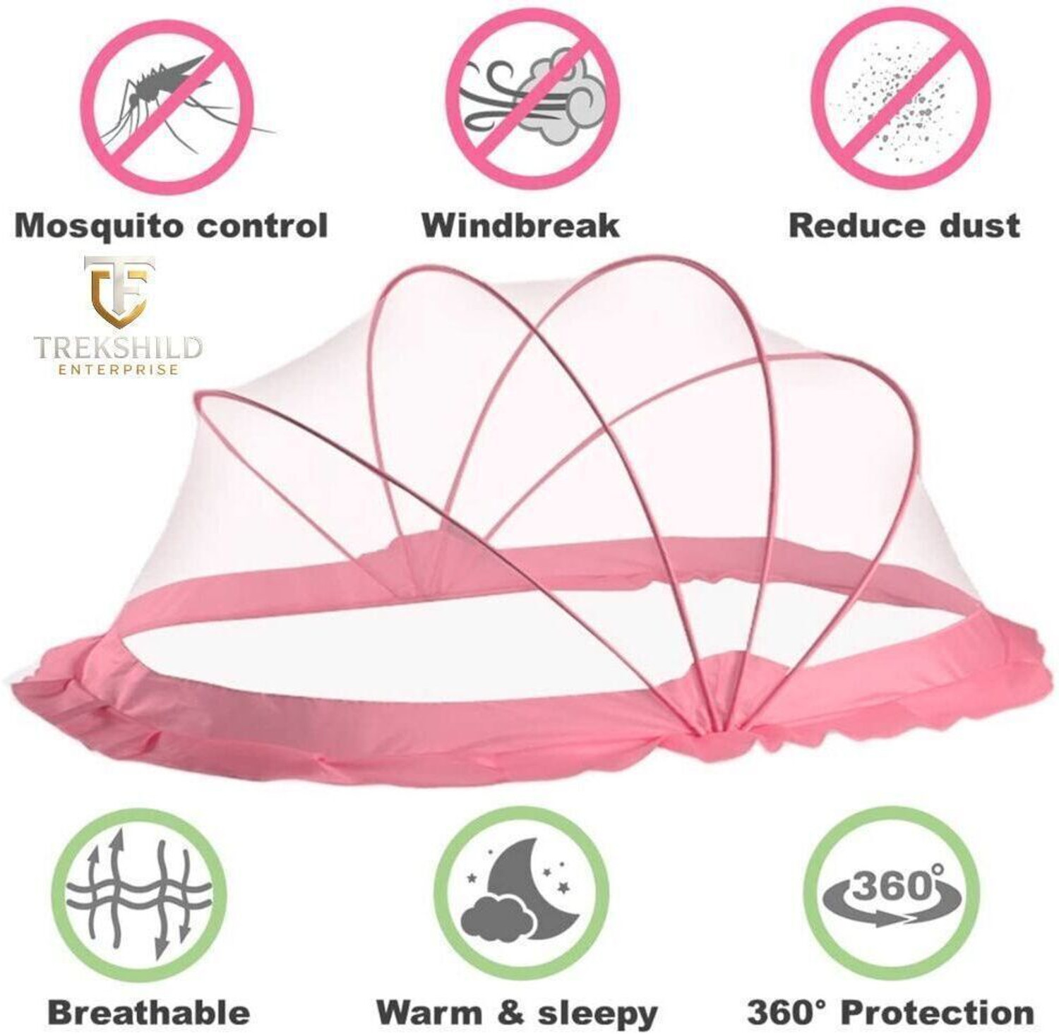 Image of trekshild enterprise Baby Folding Crib Cotton Washable Infants Mosquito Net