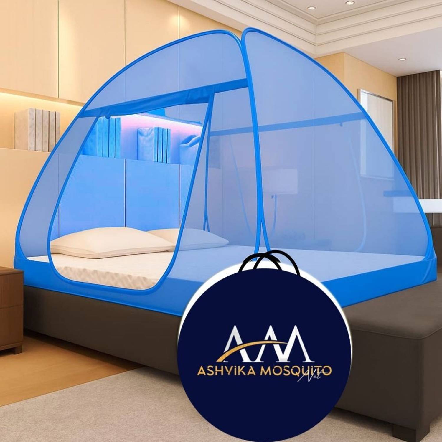 Ashvika mosquitoNet Double and King size bed 6x6 6.5x6.5 7x7 ft Polyester Washable Adults Mosquito Net
