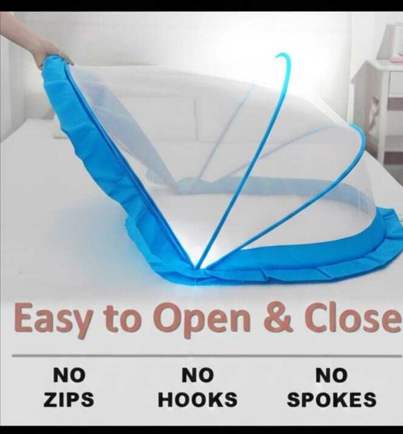 Image of SB CARE Mosquito net baby folding esay color blue size. 0 to24 month HDPE - High Density Poly Ethylene Washable Kids Mosquito Net