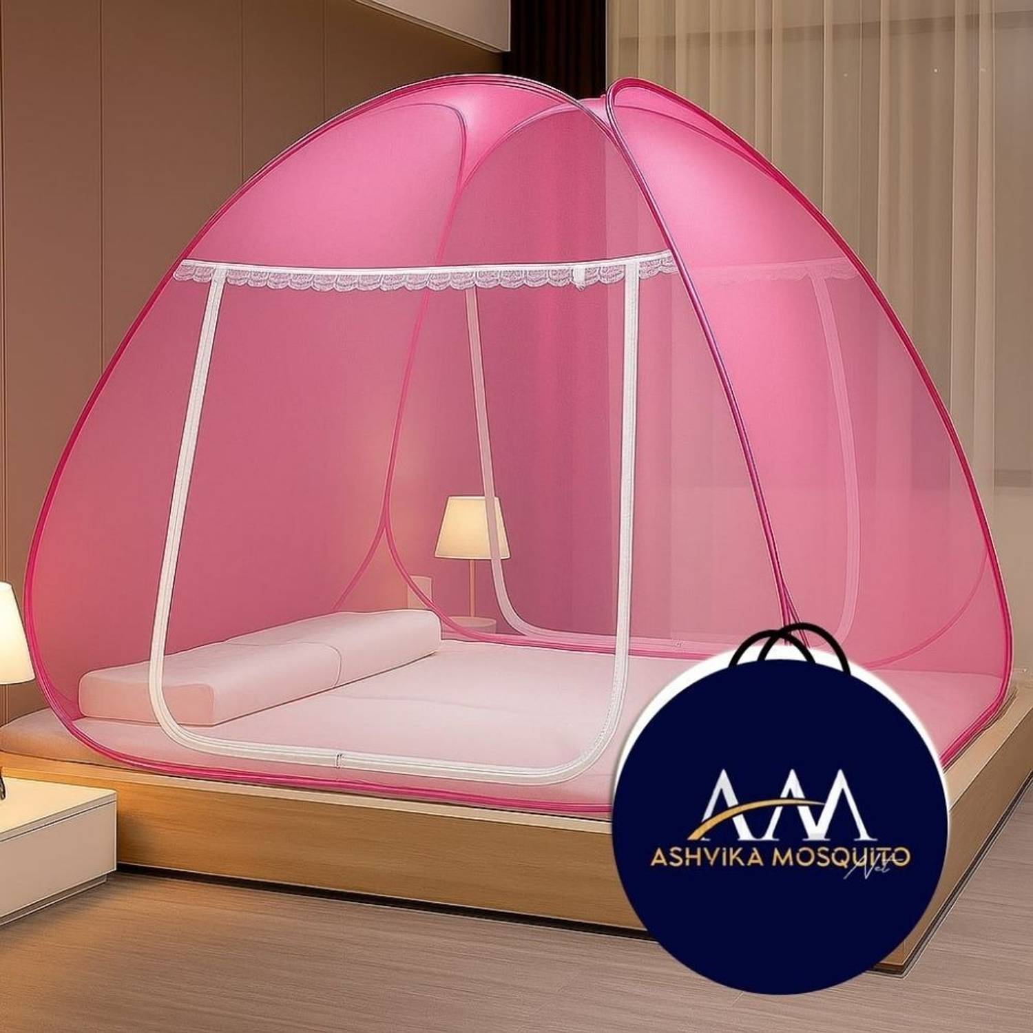 Ashvika mosquitoNet Double and King size bed 6x6 6.5x6.5 7x7 ft Polyester Washable Adults Mosquito Net