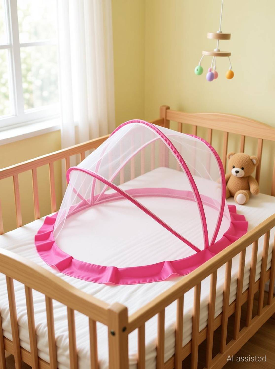 Adbra Mosquito net bay crib size 0 to 24 month white Polyester Washable Adults Mosquito Net