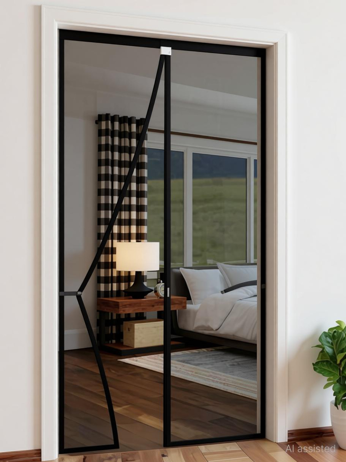 Image of LeoMates Sliding mosquito net for door:: mosquito magnetic screen door net curtain Polyester Washable Adults Mosquito Net