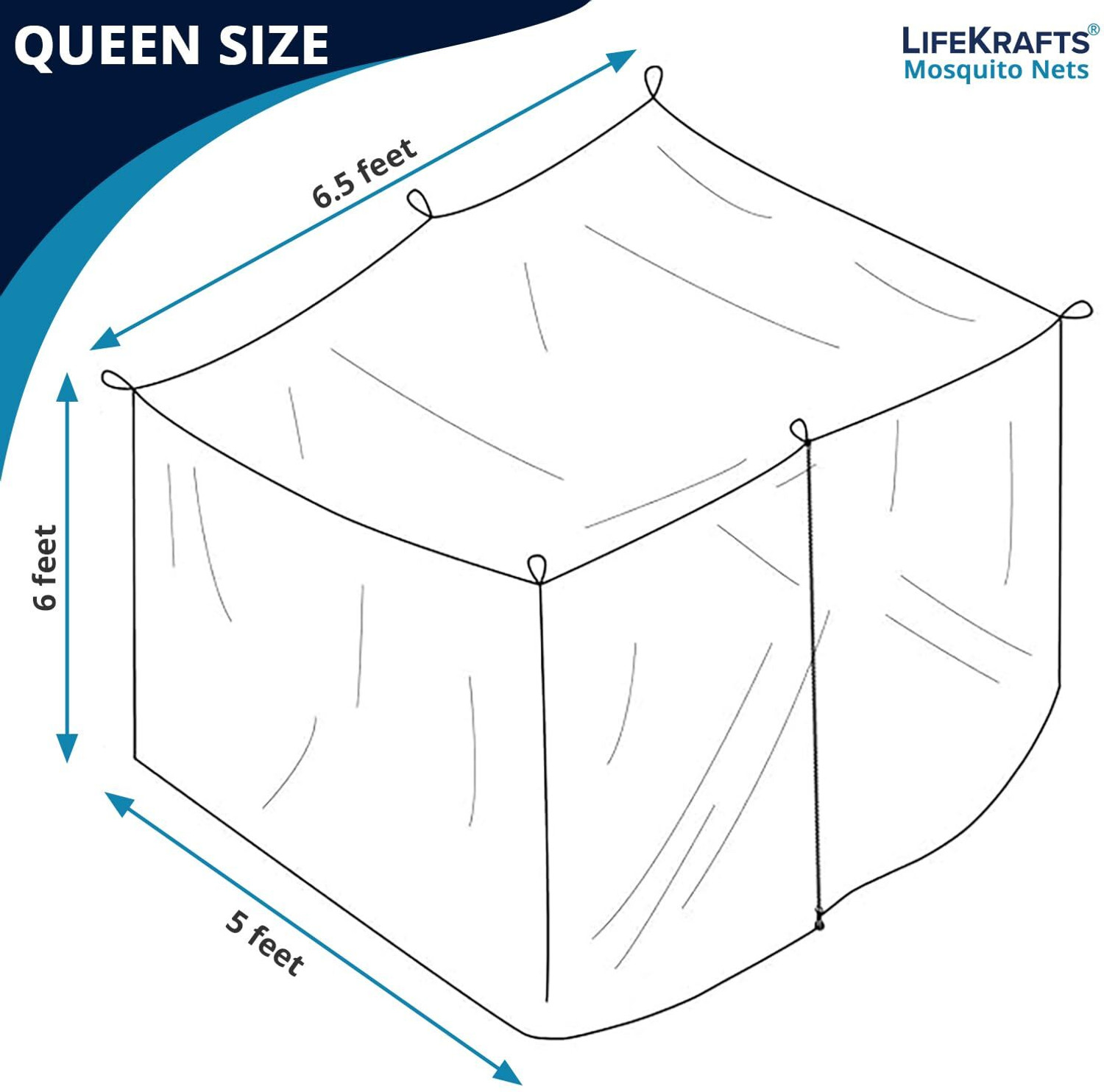 Image of Lifekrafts Polycotton Mosquito Net, Two-Way Zippers, Premium for Indoor /Outdoor Use Polyester Washable Adults Mosquito Net