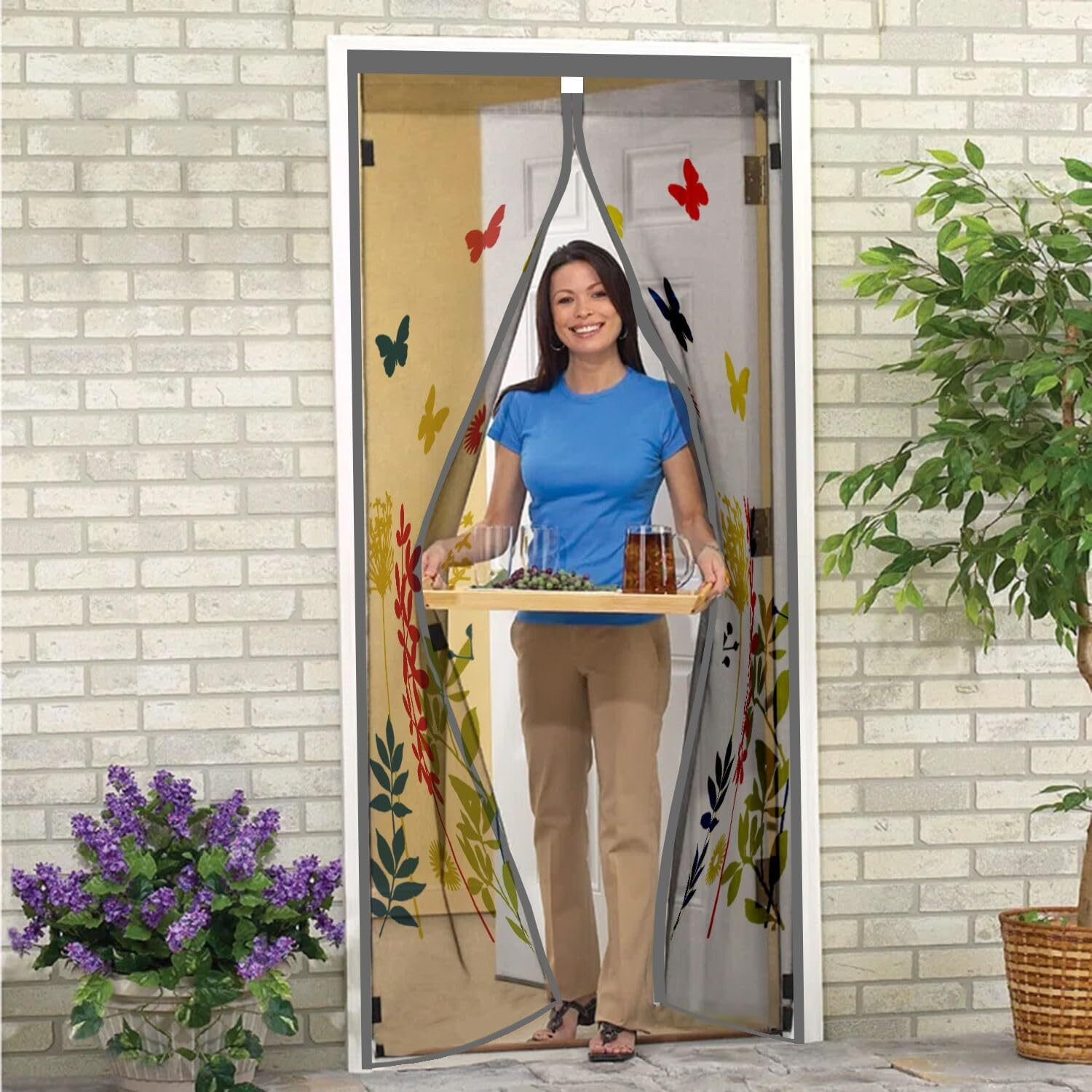 Image of SafeMyles Magnetic Door Mosquito Net - Easy Fit, Breathable & Mosquito Protection Polyester Washable Adults Mosquito Net