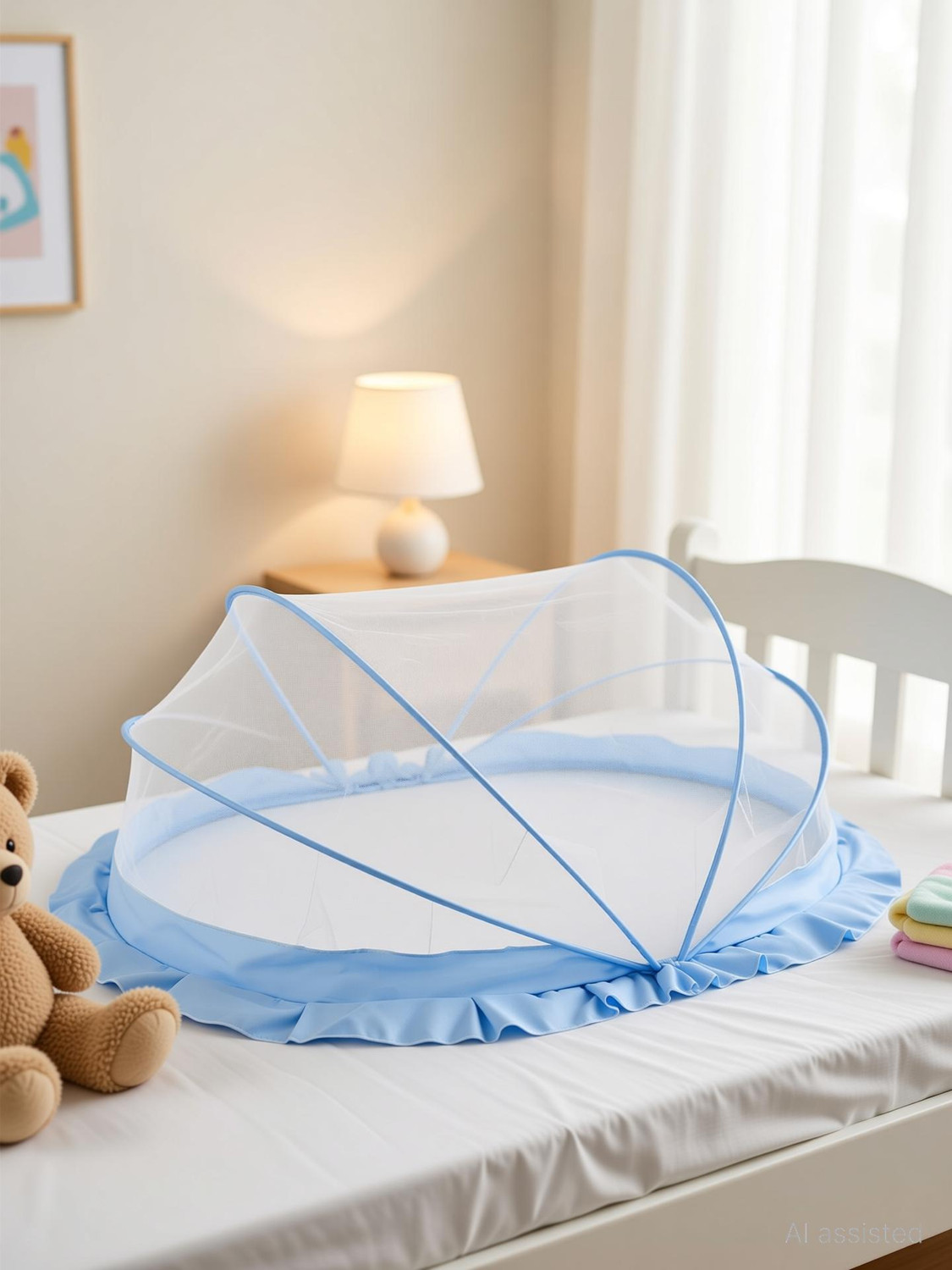 Image of TurtleGrip Washable Portable Baby Mosquito Net | Anti-Bug Crib Net Foldable Baby Crib Net Fibre Washable Infants Mosquito Net