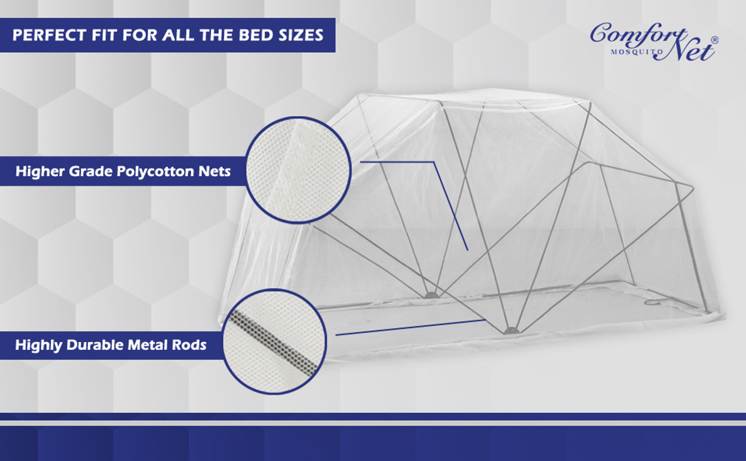 Image of comfort mosquito net SINGLE BED Polyester Washable Adults Mosquito Net