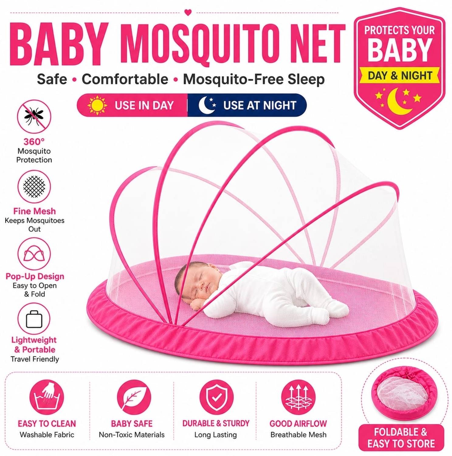 ERSAD Foldable Baby Crib Mosquito Net - Image 3