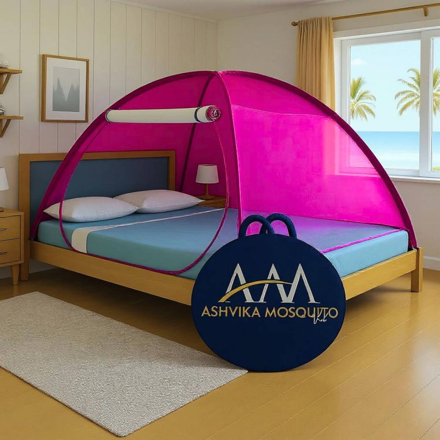 Ashvika mosquitoNet Double and King size bed 6x6 6.5x6.5 7x7 ft Polyester Washable Adults Mosquito Net