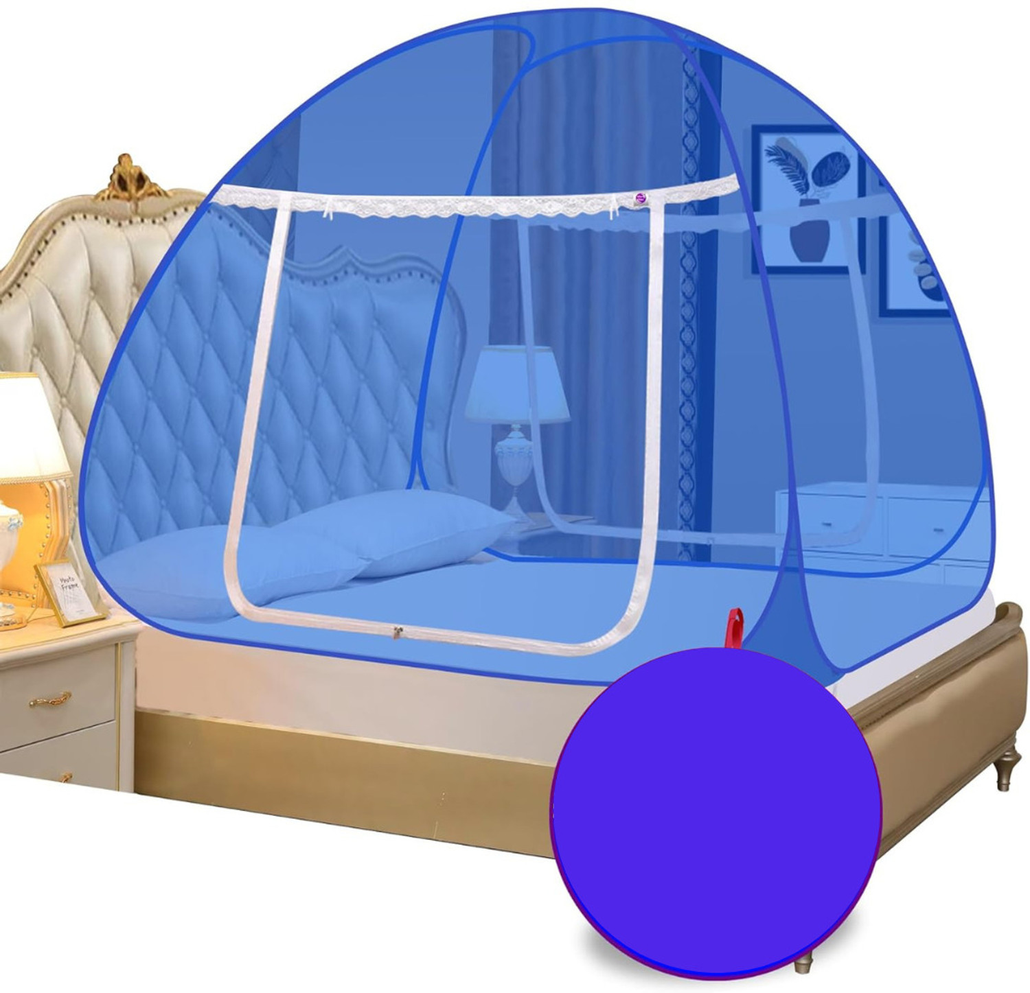 Image of NIVASH ENTERPRISE Foldable Double bed Tent King Size 6x6 Mosquito Net Polyester Washable Adults Mosquito Net