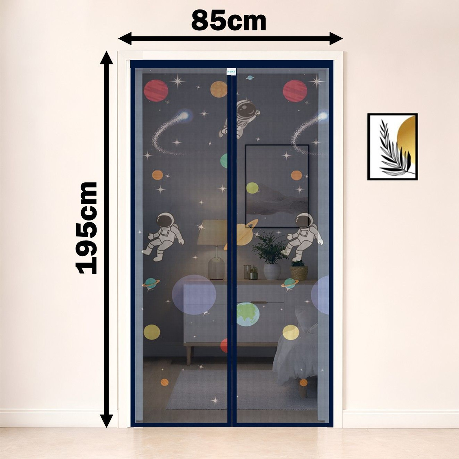 Image of SafeMyles Self-Closing Magnetic Astro Design Door Mosquito Net | Net Size 195*85 | Polyester Washable Adults Mosquito Net