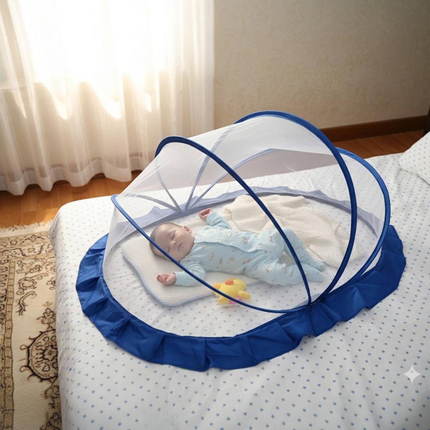 Ajejaj baby_crib_white-blue Polyester Washable Kids Mosquito Net