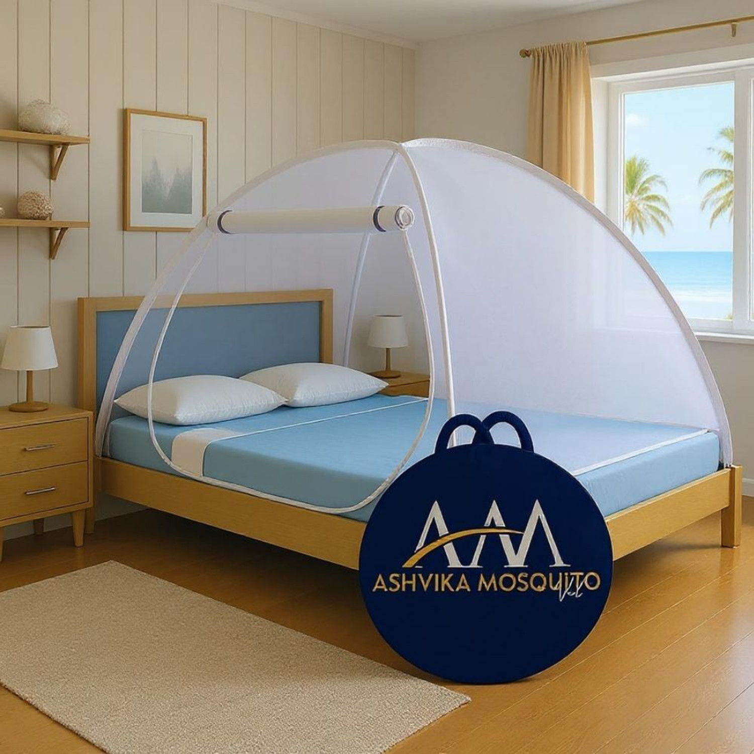 Image of Ashvika mosquitoNet Double and King size bed 6x6 6.5x6.5 7x7 ft Polyester Washable Adults Mosquito Net