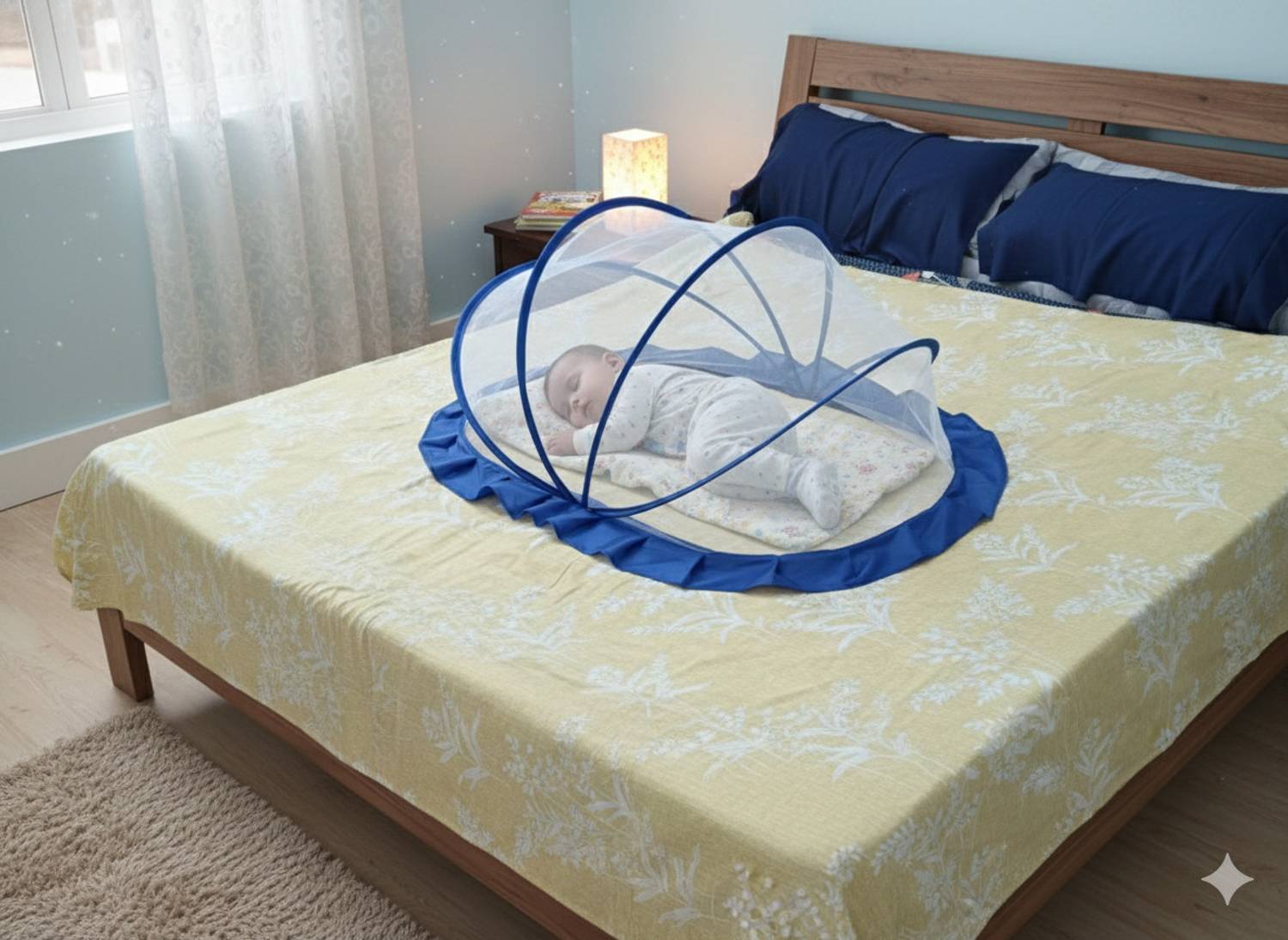 Ajejaj baby-crib-white_blue.mos Polyester Kids Mosquito Net