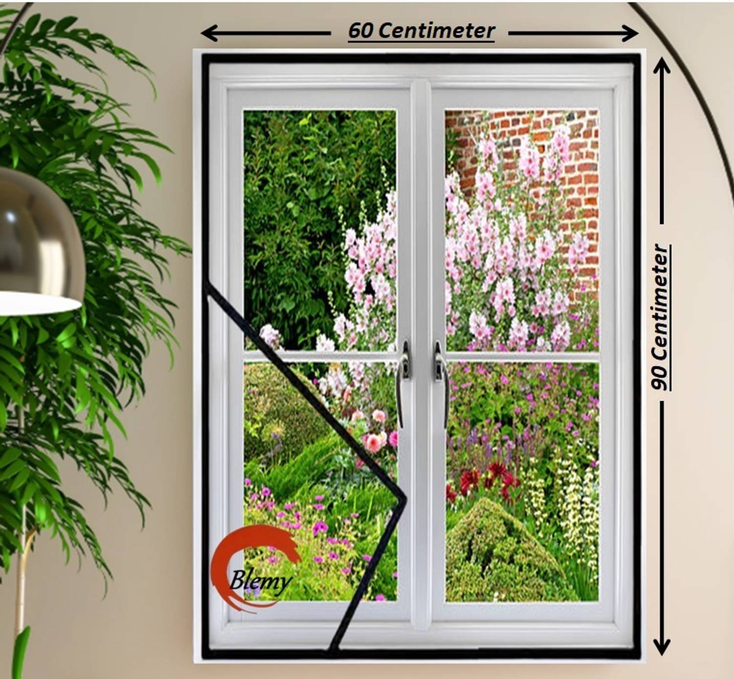 BLEMY Mosquito Net For Window With Self Adhesive Hook & Loop Tape Size - 2X3 Feet Polyester Washable Adults Mosquito Net
