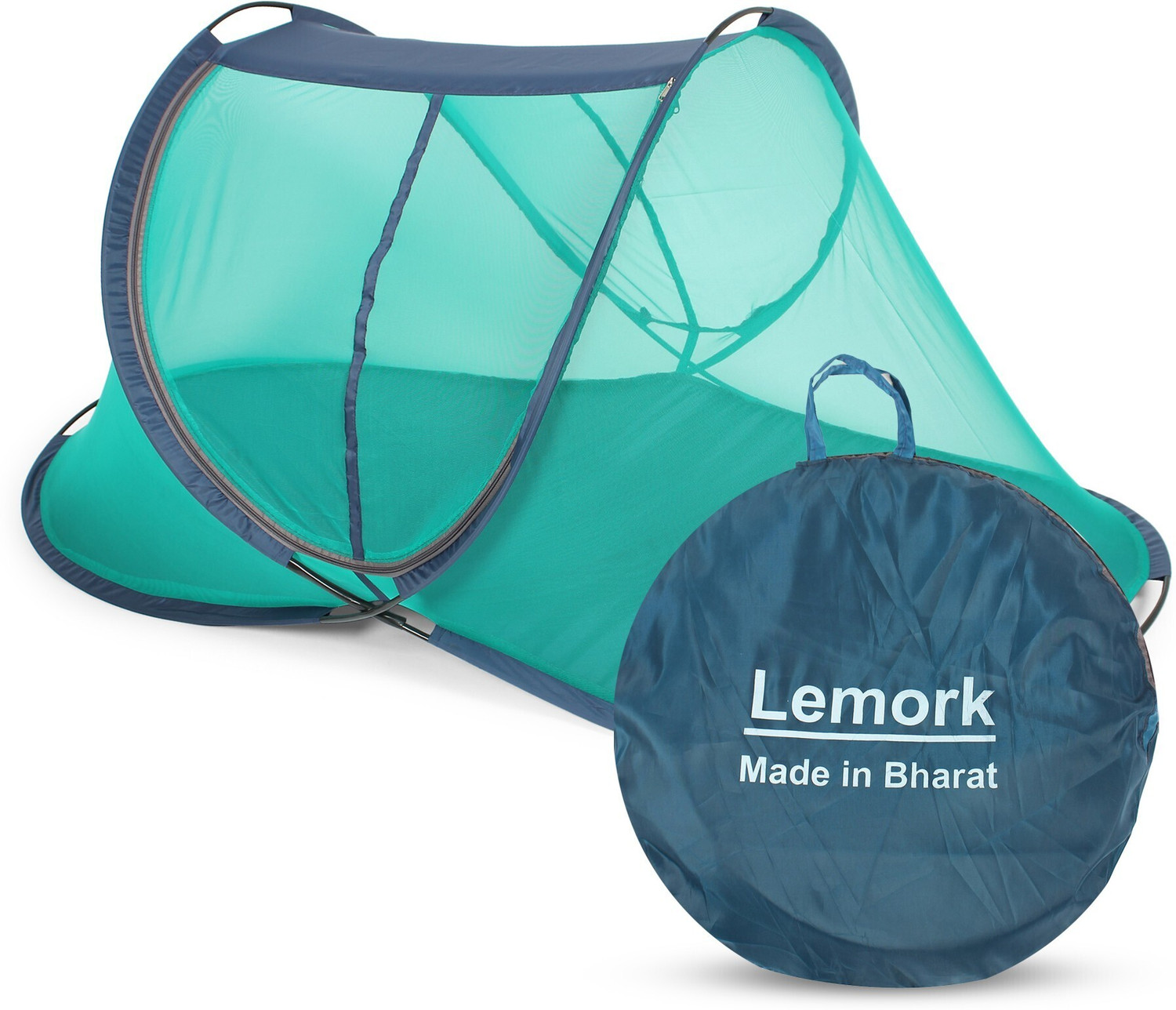 Image of Lemork Single Bed Mosquito Net with Base, Macchardani with Base(Multi Color, Size 7.5x4x4 Feet) Polyester Washable Adults Mosquito Net