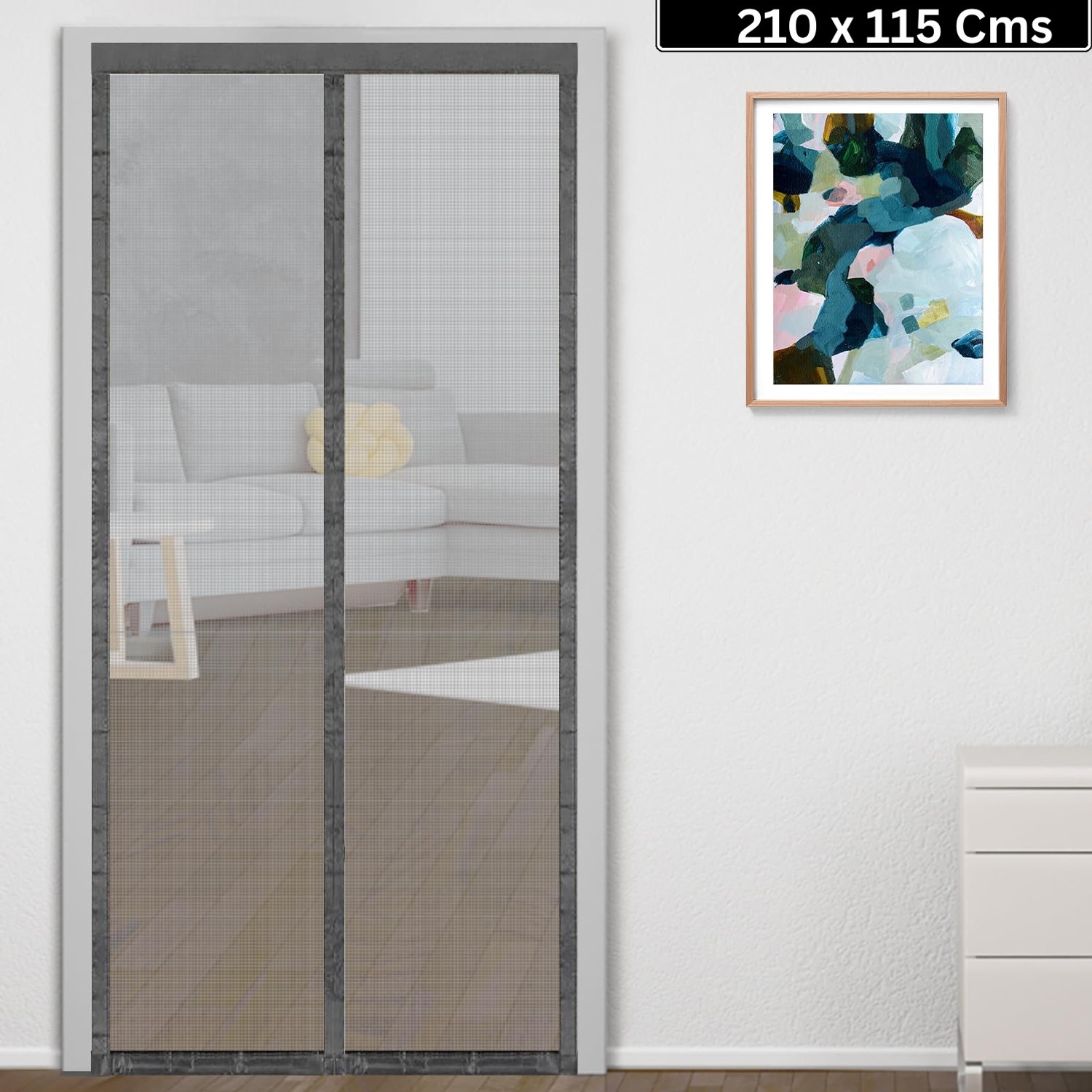 Image of Classic Mosquito Net For Door With Magnet Self-Closing with full frame self Adhesive Hook Fibre Washable Adults Mosquito Net
