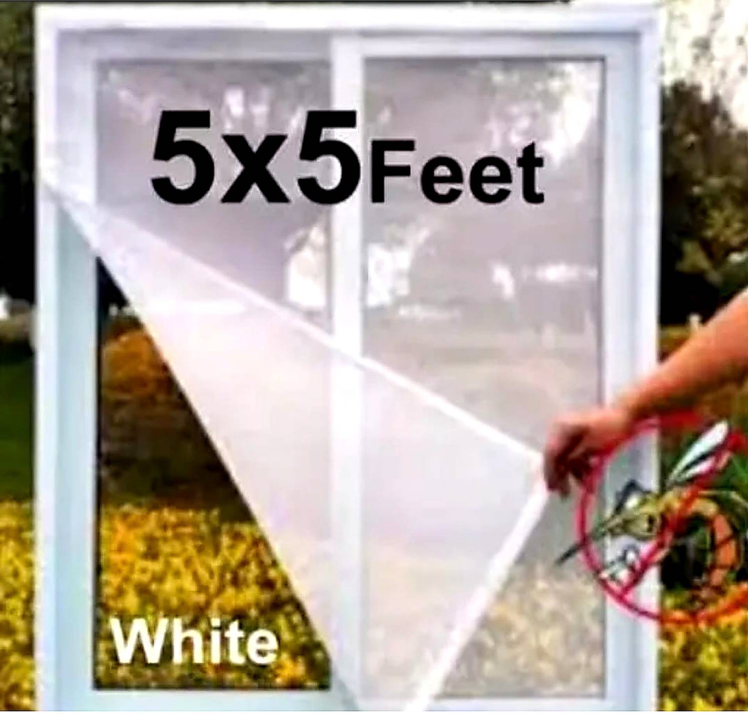 BLEMY 5x5 FEET White WITH VELCRO TAPE NET HDPE - High Density Poly Ethylene Washable Adults Mosquito Net