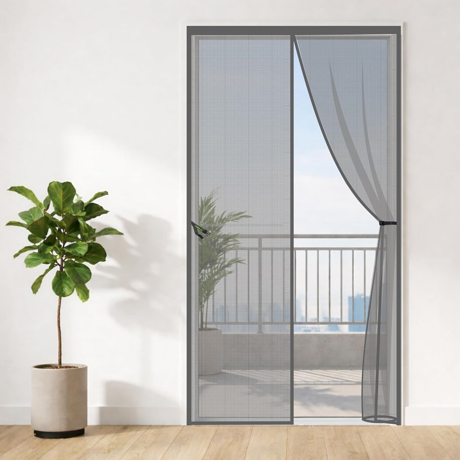 Image of Classic Mosquito Net For Door With Magnet Self-Closing with full frame self Adhesive Hook Polyester Washable Adults Mosquito Net