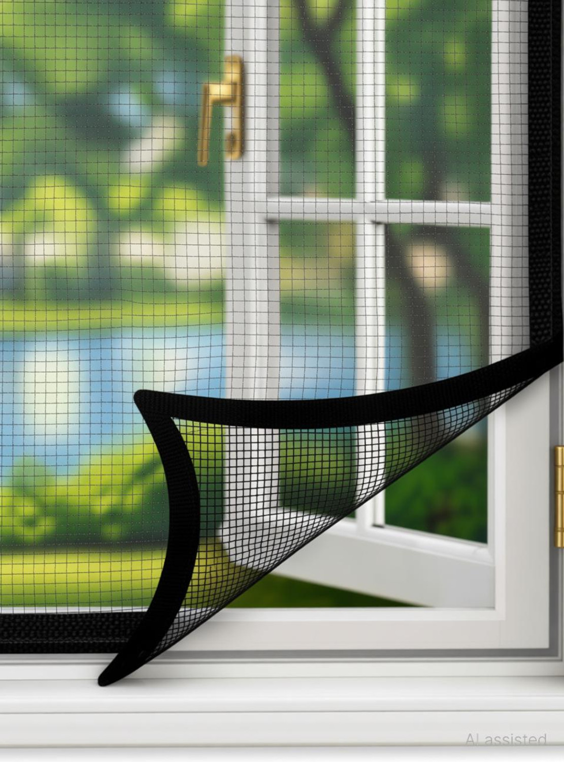 Image of BLEMY Windows Mosquito Net (4x4 Feet) With Velcro Tape HDPE - High Density Poly Ethylene Washable Adults Mosquito Net