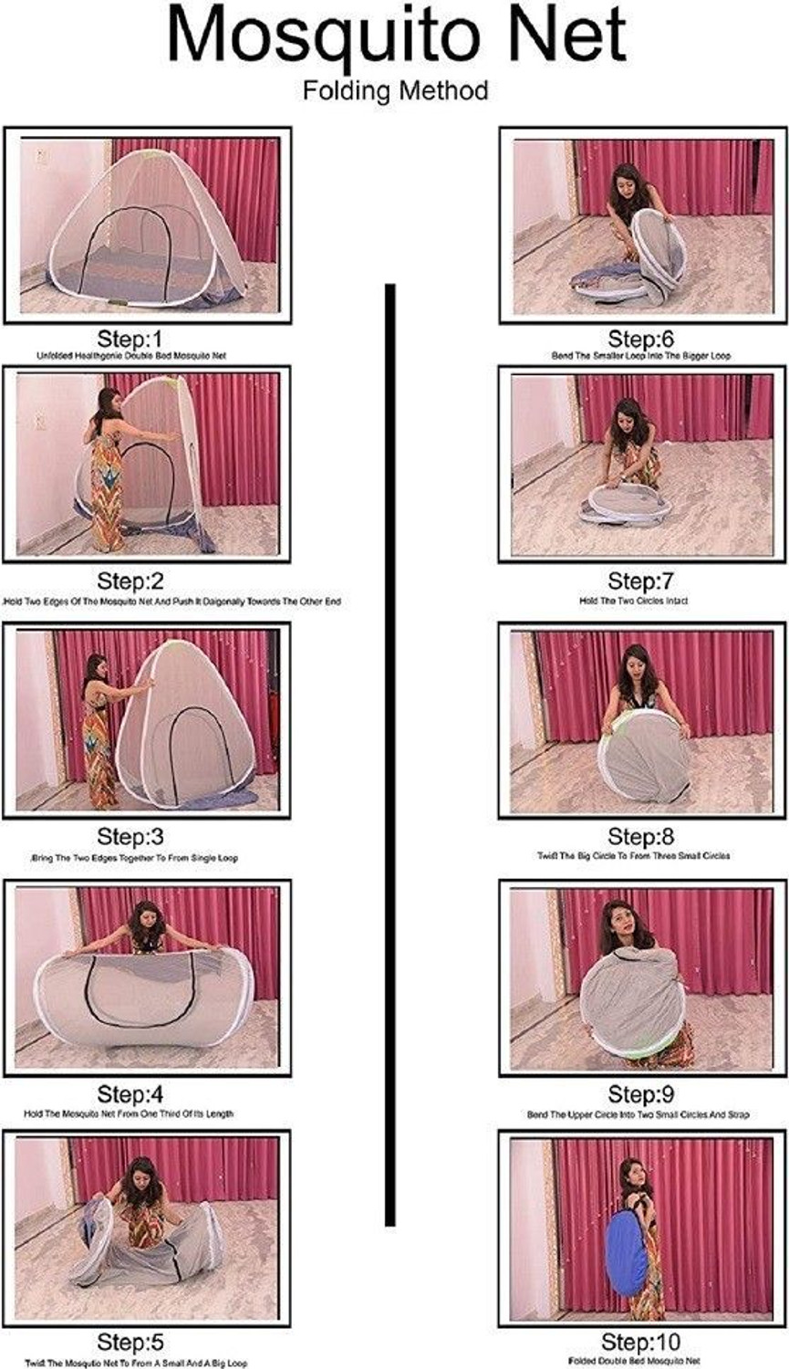 Image of KUNKUN Foldable Polyester Premium Quality Of Double Bed Size ( Queen Size ) Polyester Washable Adults Mosquito Net