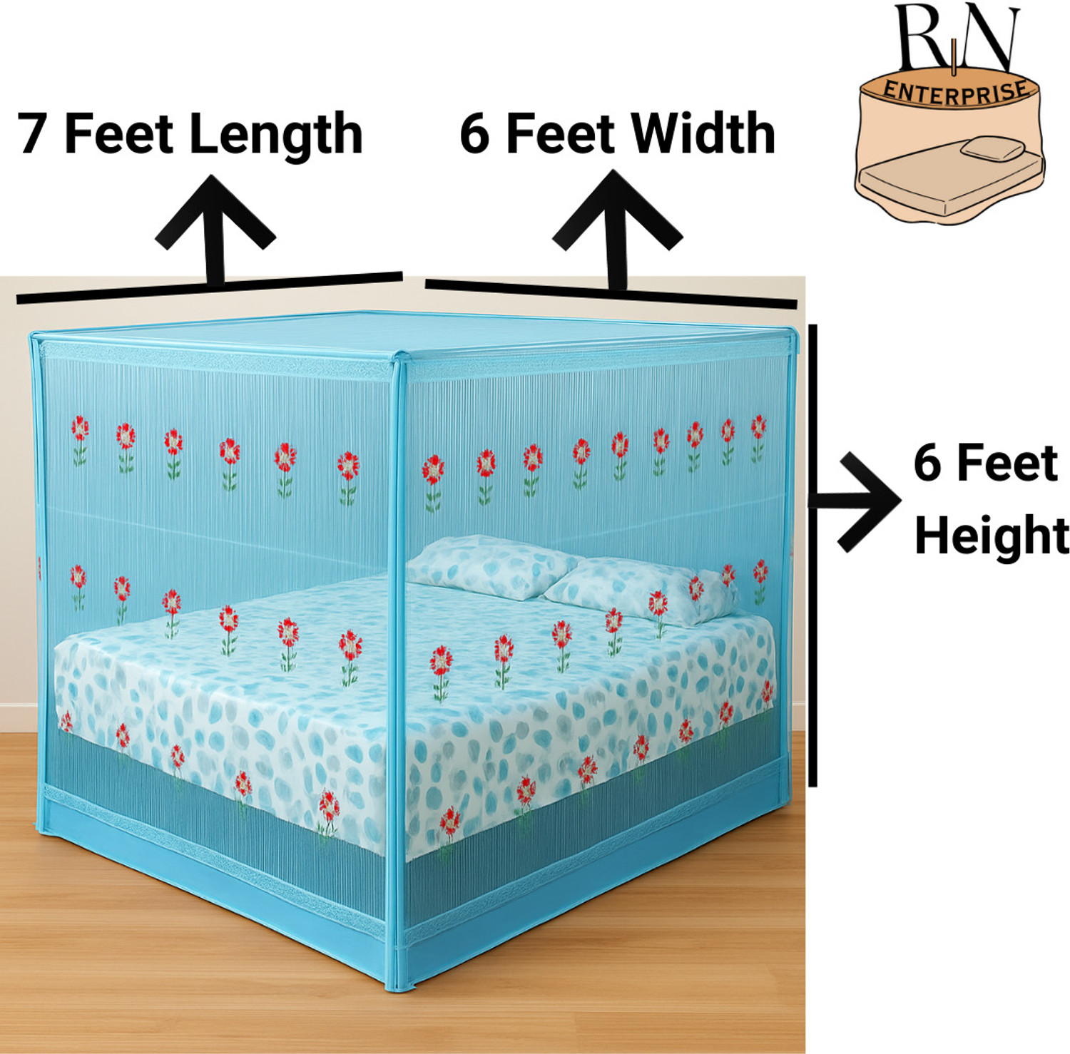 Image of RN ENTERPRISE Queen Size Bed Box (6x7 Ft) Cotton Washable Adults Mosquito Net