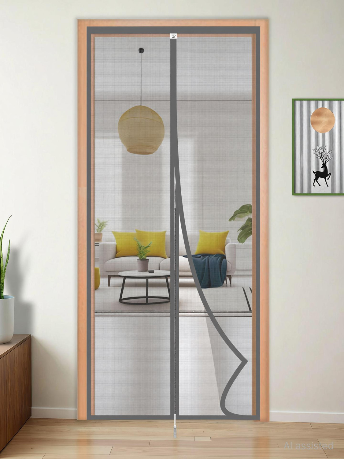 Image of TurtleGrip Polyester Door Mosquito Net for Main Doors, Bedroom, Kitchen & Balcony Doors Polyester Washable Adults Mosquito Net
